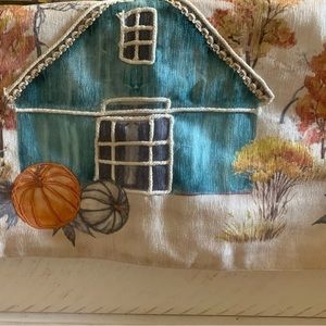 House & Garden house pumpkin jute embroidery table runner lined 16” x 73” , fall